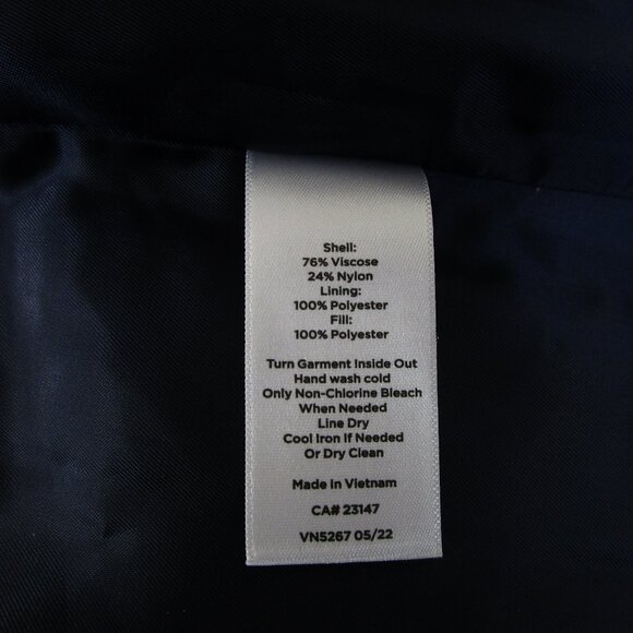 Talbot Womens Dark Navy Blue Velvet Velour Puffer Topcoat Parka Over Coat Size S - Picture 7 of 7